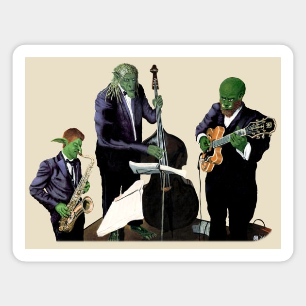 Goblin, Troll, and Orc Jazz Musician Fantasyart Magnet by Helms Art Creations